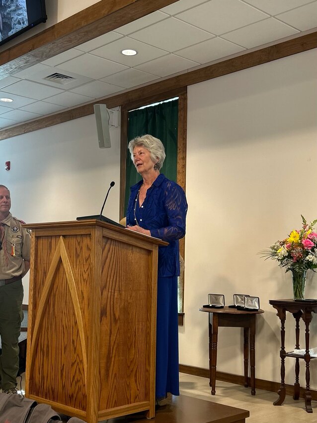 Pittsboro Mayor Cindy Perry told a story about her son becoming an Eagle Scout.