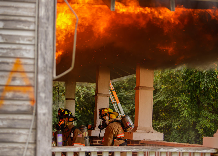 Chatham county firefighters at a live burn training.