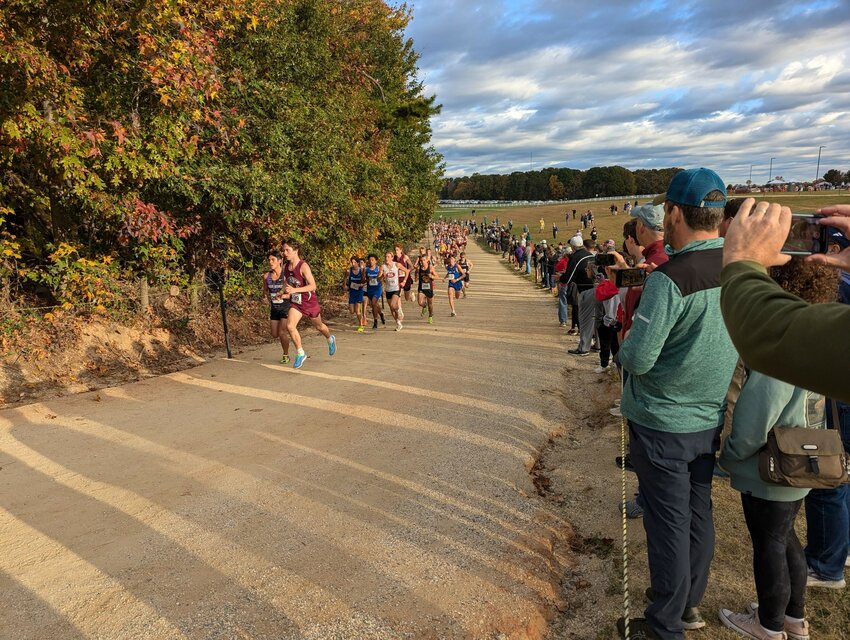 Jack Anstrom leads the pack at the state cross-country meet.