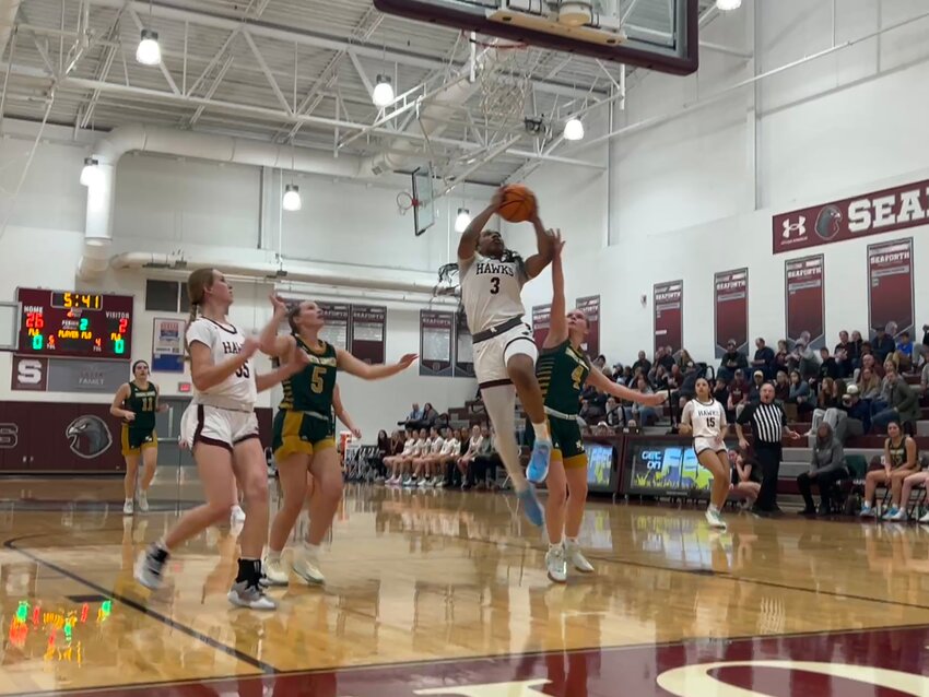 Seaforth's Gabby White goes up for a layup in the Hawks' win over North Moore on Jan. 3.