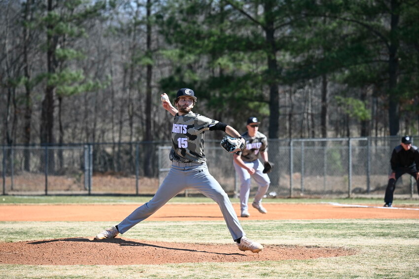 Zack Cartrette throws a pitch for Chatham Charter during Saturday&rsquo;s season-opening win