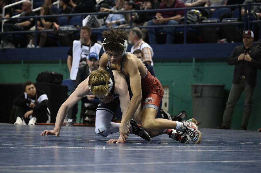 During the State Championship of the NCHSAA State Wrestling Championship at First Horizon Coliseum in Greensboro, NC on February 24, 2025.