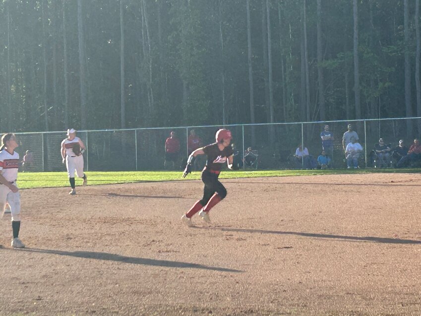 Chatham Central's Sallie Oldham steals third base in the Bears' third-round loss to Roxboro Community in the 1A softball playoffs.