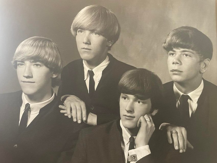 Portrait by Guys and Dolls Studio of DJ and the Minors from left to right Jeff Kinne, Bernie Henry, Don Morton and Dave Anderson. The portrait was taken in 1964 or 1965.