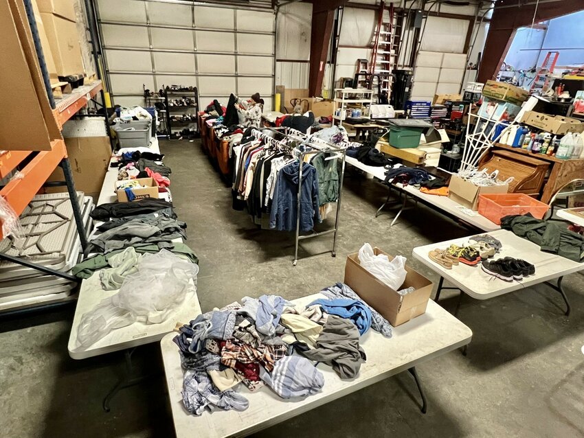 Indoor set-up at Steetly Warehouse at the most recent Swap for Smiles event held Feb. 3.