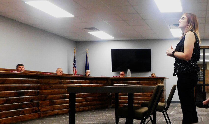 Soon-to-be-departing county employee Kaitlyn LaPorte addresses the Clare County Board of Commissioners, expressing grievances regarding wages and informing of the disparity between what is said in the Board Room and in the County Building halls and departments – among other criticisms of the Board and its actions/inactions.