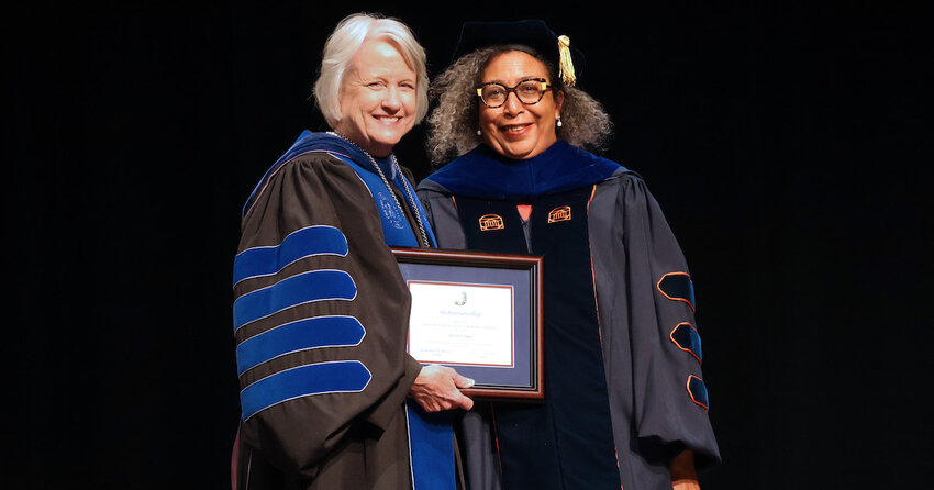 Dr. Kendra Hamilton (right) with Presbyterian College president Dr. Anita Gustafson.