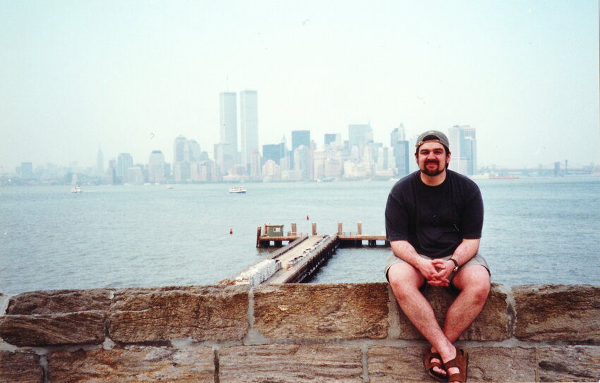 This May 2001 photo of Blaine Hicklin, of Greenwood, shows the World Trade Center towers in the background. Only four months later, the towers would be the target of a series of terrorist attacks on the United States. Contributed Photo