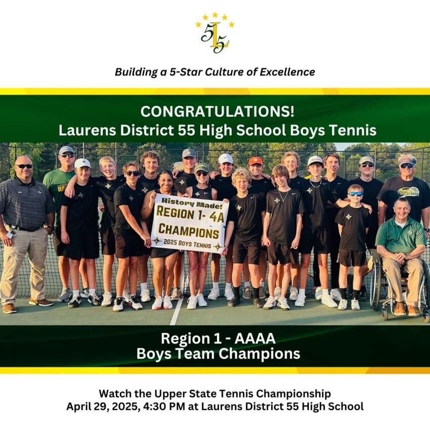 Laurens District High School Boys Tennis - Region Champions