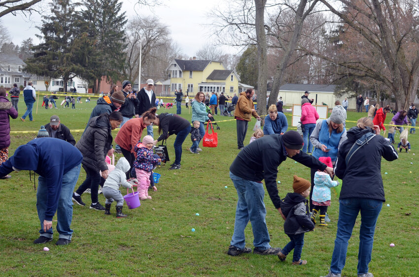 An annual Easter Egg Hunt begins in April 2022 at Suggett Park in Cortland. More than a hundred kids gathered eggs. At least five Easter egg hunts are coming up this month.