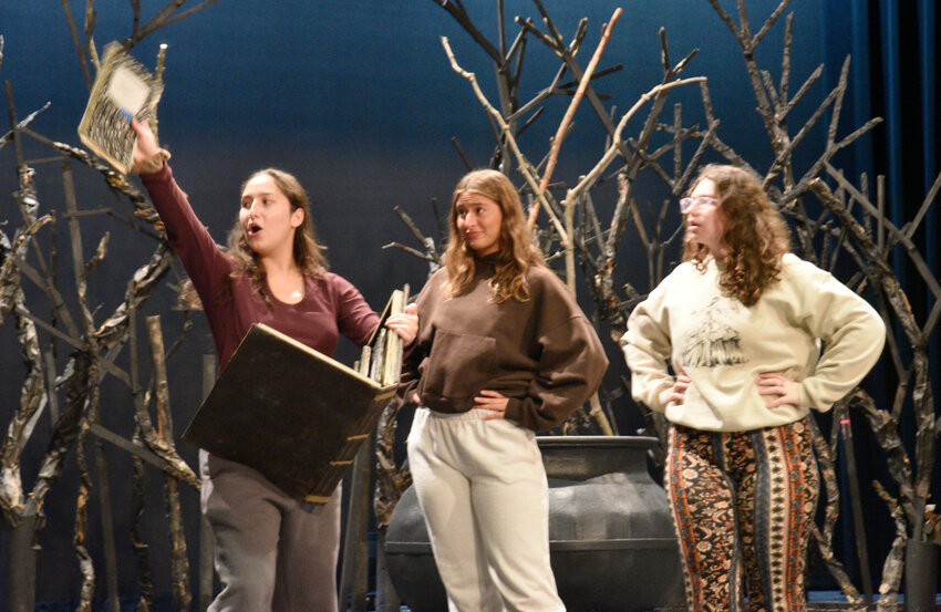 Isabella Garza, Sara Sinasohn and Taylor Frisina rehearse the opening number of 