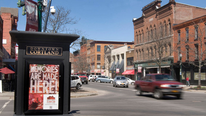 The city of Cortland has arranged for free wi-fi access based around a number of old fire department call boxes in the city, and at city parks.