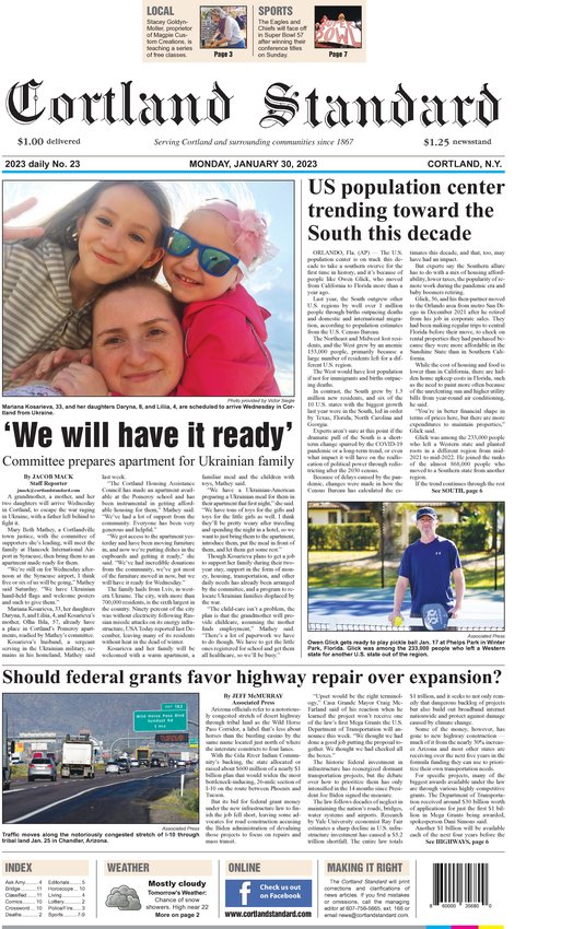 January 30 2023 cortland standard