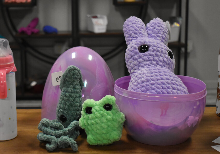 Crocheted plushies, handmade by Kaitlyn Rude, are available at Play D8, 10 Elm St. in McGraw.