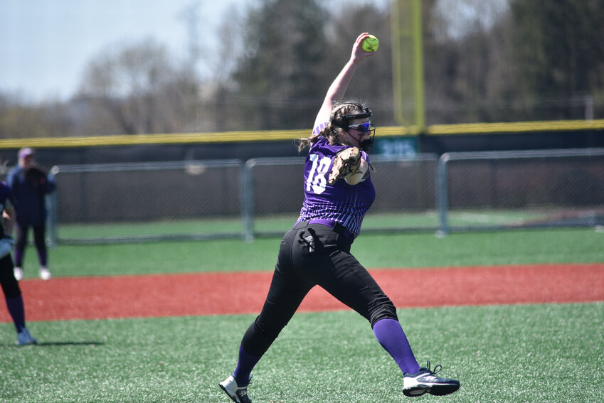 Cortland's Brenna Hogan delivers a pitch Monday at Gutchess Lumber Sports Complex.