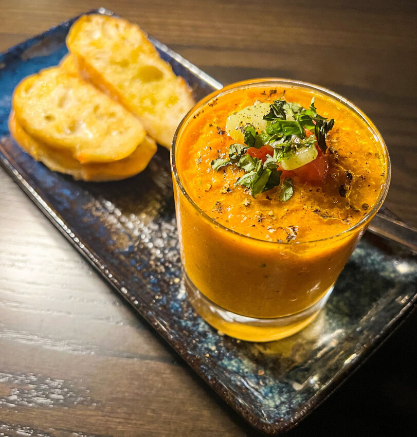 Gazpacho is a refreshing summer soup -- or maybe a beverage -- served cold on the hottest days.