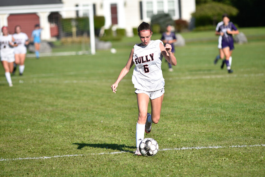 Tully's Aislyn Patrick takes a touch before letting a shot fly Thursday at Bennett St. Field. Patrick scored Tully's first goal in a 2-1 win over Cortland.