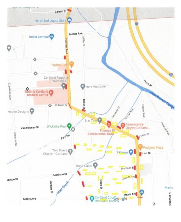 This map shows the route of the 2025 Cortland Dairy Parade.