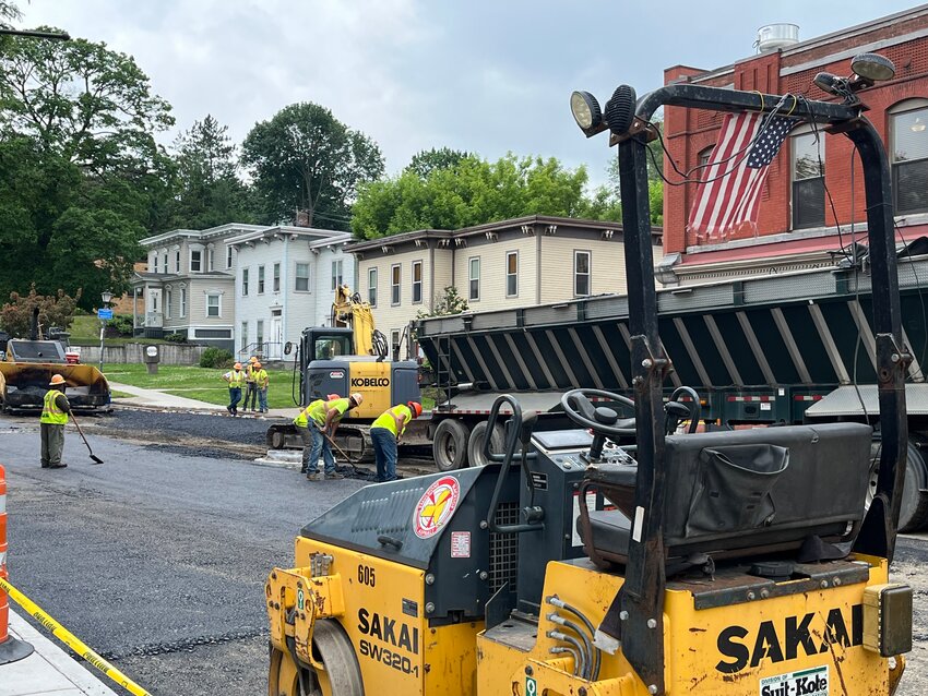 Construction crews, including this one on Court Street, are continuing work around Main Street in Cortland. There are currently crews working on Main Street, Court Street, Central Avenue, Clayton Avenue and Orchard Street, limiting access to Cortland’s downtown and reducing available parking spots temporarily.