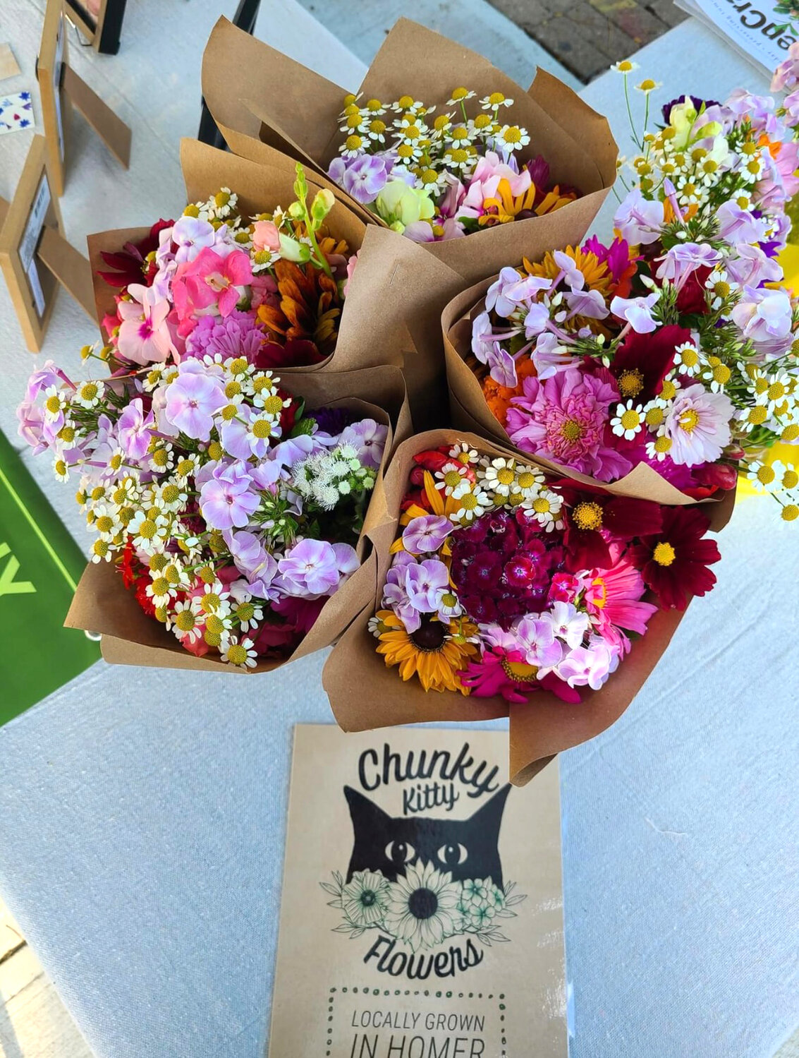 Chunky Kitty Flowers will sell its bouquets at the Cortland Farmers Market this season, which opens May 18 on Court Street. A Homer farmers market opens May 25 outside the Center for the Arts of Homer.