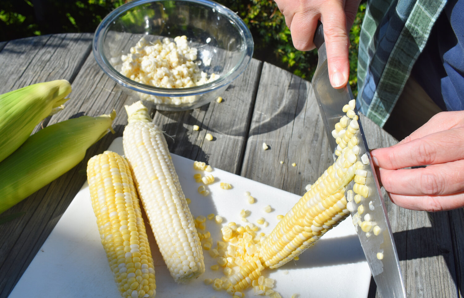 The trick to a good corn chowder: good corn. Buy it fresh and cut it off the cob yourself.