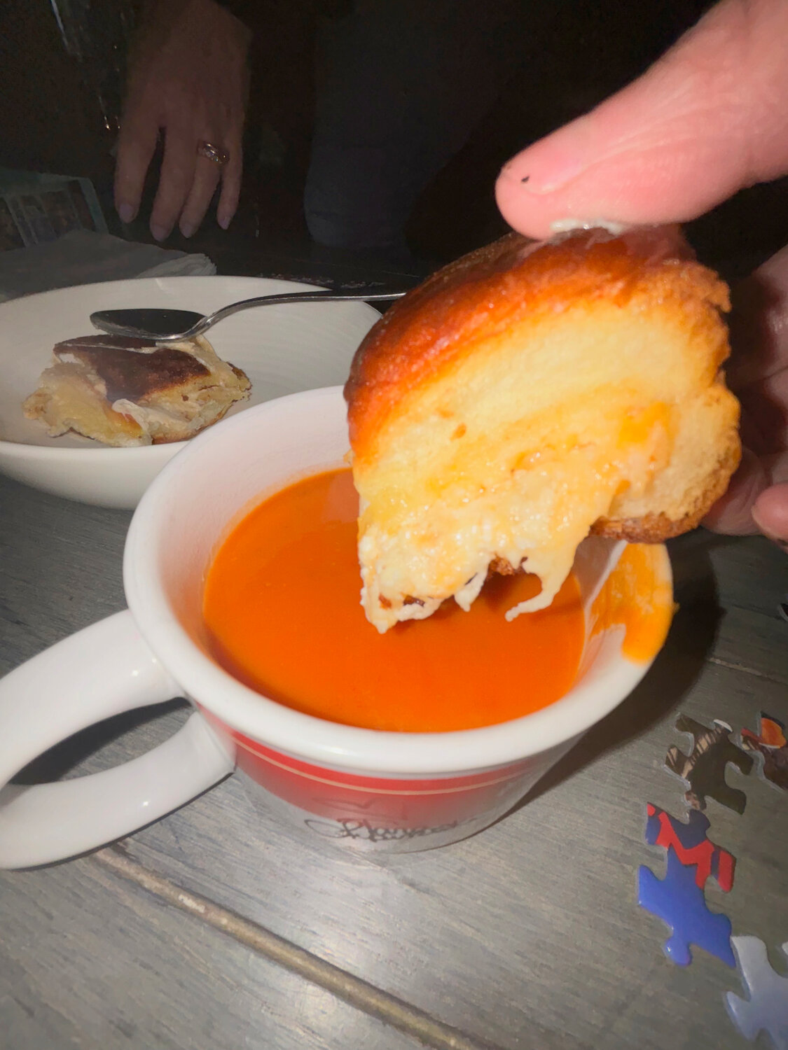A grilled cheese slider is perfect with a cup of tomato-basil soup.