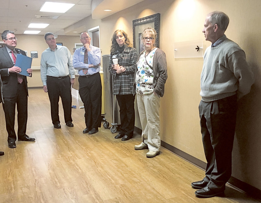 Vice President and Chief Operating Officer Terry Klein, right, discusses the $15.3 million renovations during a hospital tour Tuesday.