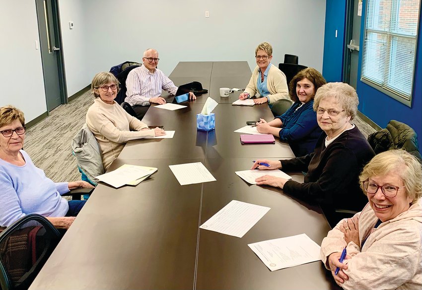 The Board of Health was the first county department to utilize the new Montgomery County Government Center for public meetings Tuesday. Members include Board President Nancy Sennett, clockwise, from left, Dr. Mary Glass, Dr. Scott Douglas, Administrator Amber Reed, Jamie Barton, Carolyn Snyder and Dr. Sharon Keedy.
