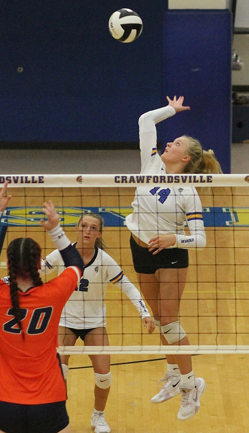 Macy Bruton was her normal dominating self on Thursday tallying 23 kills in the county win for CHS.
