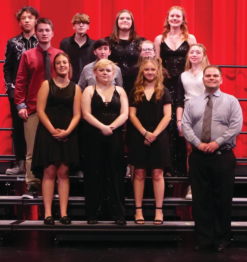 Members of the Parke Heritage High School choir performed Oct. 6 at the annual Wabash River Conference Choral Festival at Seeger High School. Each individual choir performed their own special selection before combining with the choirs from the other WRC schools. Parke Heritage performed &ldquo;Homeward Bound&rdquo; by Marta Keen, arranged by Jay Althouse. The guest clinician was Dr. Kelly Ford from Sienna Heights University. Members attending the event were front row, Kim Koren, Evelee Ritter, Jaida Lows and PHHS music director Alec Moeller; middle row, Michael Clingerman, Megan Shockey, Josephine Earl and Breana Ledcke; and back row, Max Hanner, Daniel McIntyre, Shelby Robertson and Jenna McVay.