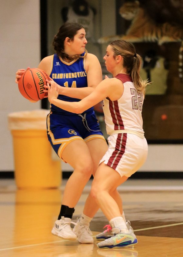 Susan Ehrlich/Journal Review   Abby Cox is one of two seniors for the Athenians who saw their basketball careers come to an end on Wednesday evening as Crawfordsville fell 53-16 in the Class 3A Sectional 25 to Danville.