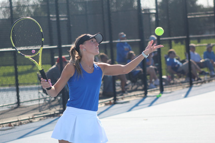 Senior Elyse Widmer helped Crawfordsville girls tennis to a county win over Southmont on Tuesday as she and Mia Wagner took care of business at 1 doubles for the Athenians.