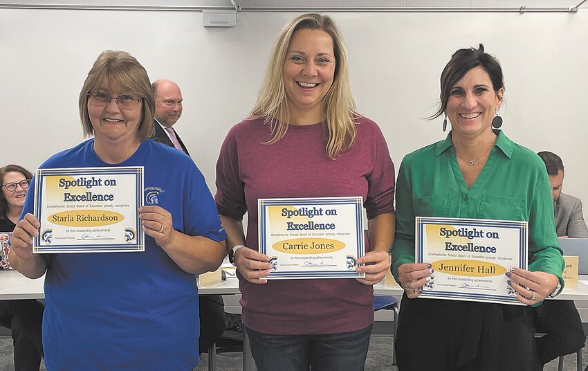 Starla Richardson, Carrie Jones and Jennifer Hall were recognized during the Spotlight on Excellence portion of the board meeting. The trio, along with Jack Taylor who was not present, were award winners in the 2023 Journal Review Best Of contest.