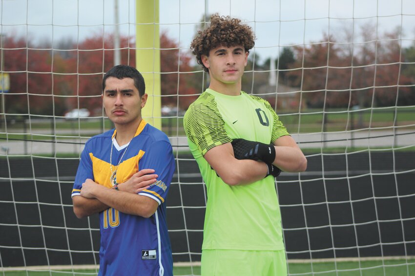 Senior Manuel Olvera (left) and junior goalie Alec Saidian (right) led Crawfordsville boys soccer to another successful season in which the Athenians claimed another Sagamore Conference title.