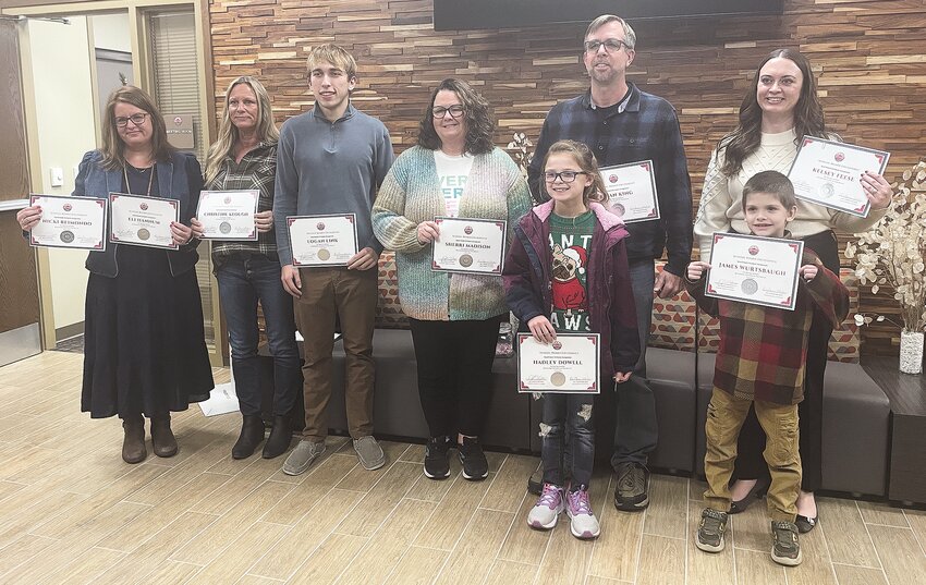 Nicki Reimondo, Christine Keough, Logan Link, Sherri Madison, Hadley Dowell, Brian King, Kelsey Feese and James Wurtsbaugh  were recognized as staff and students of the month for November.