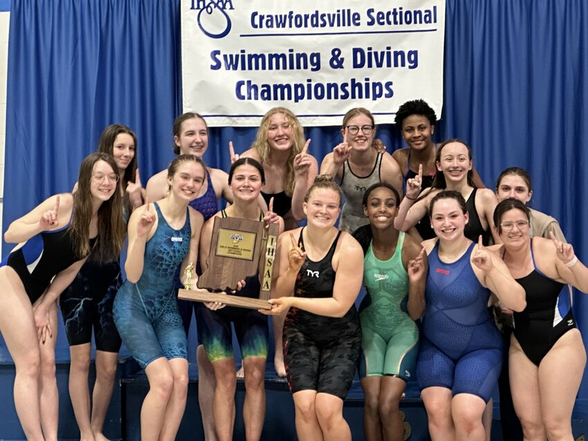 Crawfordsville girls swimming held off county rival North Montgomery on Saturday to win its first sectional title since 2019. CHS will send six swimmers &mdash; Maesa Horton, Marie Hesler, Ellie Walker, Sophia Melebage, Melanie Dowd and Guinevere Schmitzer-Torbert &shy;&mdash; to the state finals prelims on Friday at IUPUI.