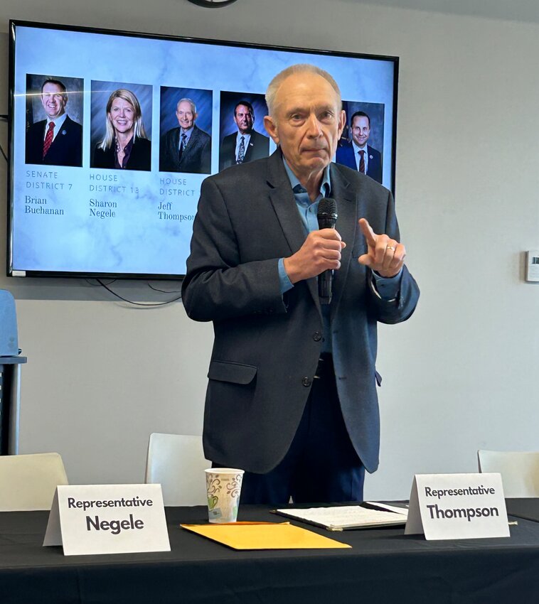 State Rep. Jeff Thompson shares was one of three legislators to speak Saturday at the Legislative Breakfast event at Fusion 54 and sponsored by the local Chamber of Commerce.