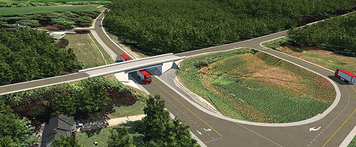 Rendering of the proposed overpass at U.S. 136 and Nucor Road.
