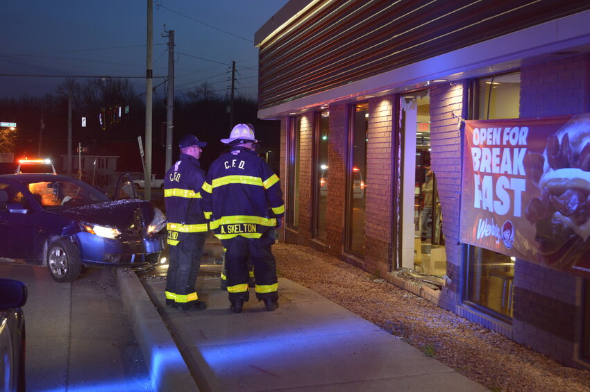 Crawfordsville police and firefighters responded around 8 p.m. Tuesday to a report of a passenger vehicle striking the front of the Wendy's restaurant at 1511 S. Washington St. The driver of the vehicle was transported by EMS to the local hospital. No other information is available at this time.
