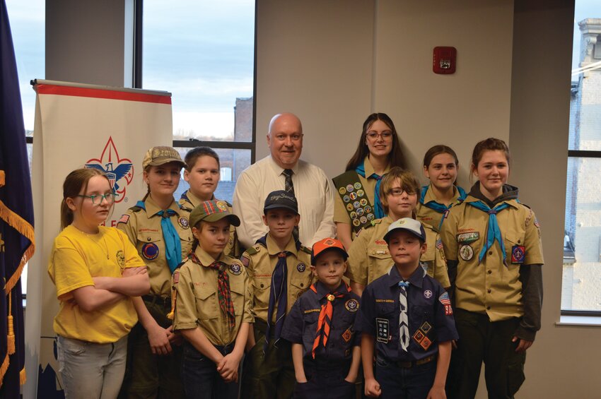 Crawfordsville Mayor Todd Barton met with local boys and girls scouts at Fusion 54 on Wednesday for a breakfast fundraiser.
