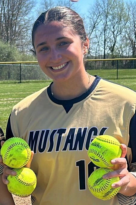 Fountain Central senior Kacey Kirkpatrick recorded a game that will go down in Mustang history on Saturday with 4 home runs, 9 RBI's and striking out 13 in the circle in a 15-3 Mustang victory.