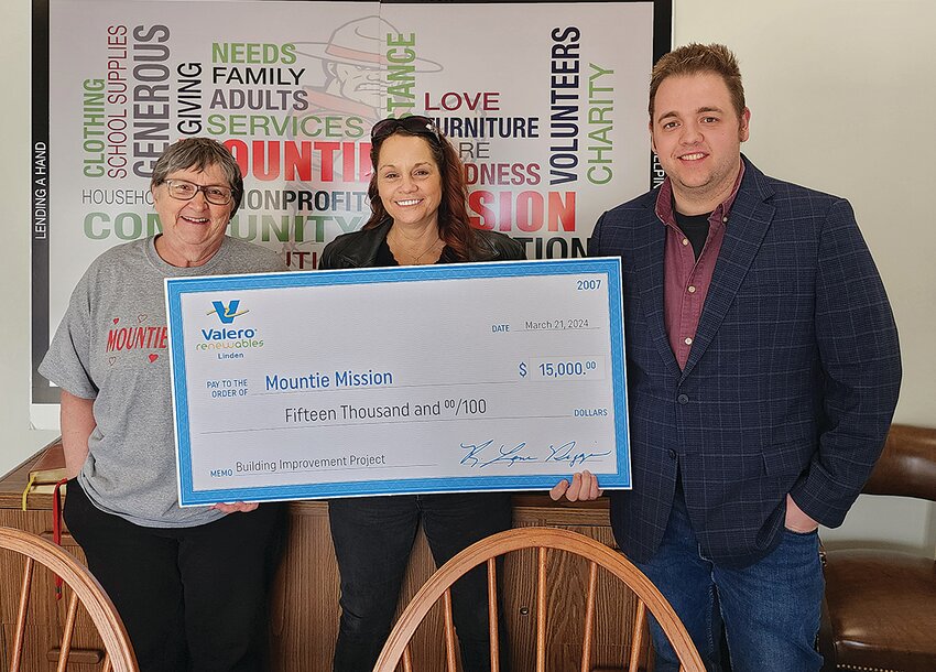 The Valero Renewables plant in Linden has contributed $15,000 to Mountie Mission, a nonprofit organization located in Ladoga. 