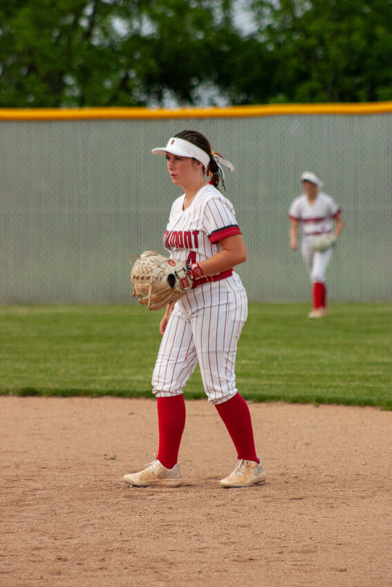 Kami Dinius is the lone senior for the Southmont softball and played the final game of her career in the Mounties 9-5 sectional loss to South Putnam on Monday.