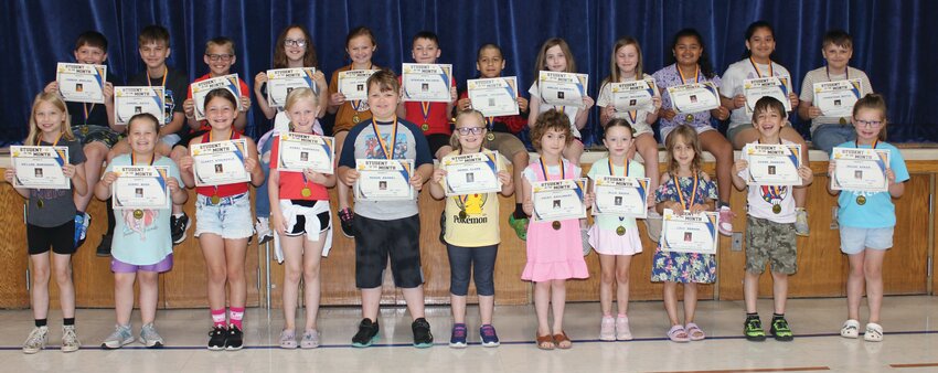 Students of the Month for May at Southeast Fountain Elementary School are, from left, front row, Willow Robinson, Avery Bush, Clancy Stockdale, Avery Hardwick, Mason Rehmel, Gemma Clark, Jacey Saulsbury, Ella Rauch, Lily Rendon, Aiden Manning and Rhian Spears; and back row, Corwin Bowling, Sam Davis, Branson Wolfe, Abby Coffenberry, Ava Covault, Spencer Solomon, Amelia Clements, Riley Wolverton, Julia Leal, Renata Aguilar-Lopez and Johnathan Butts.