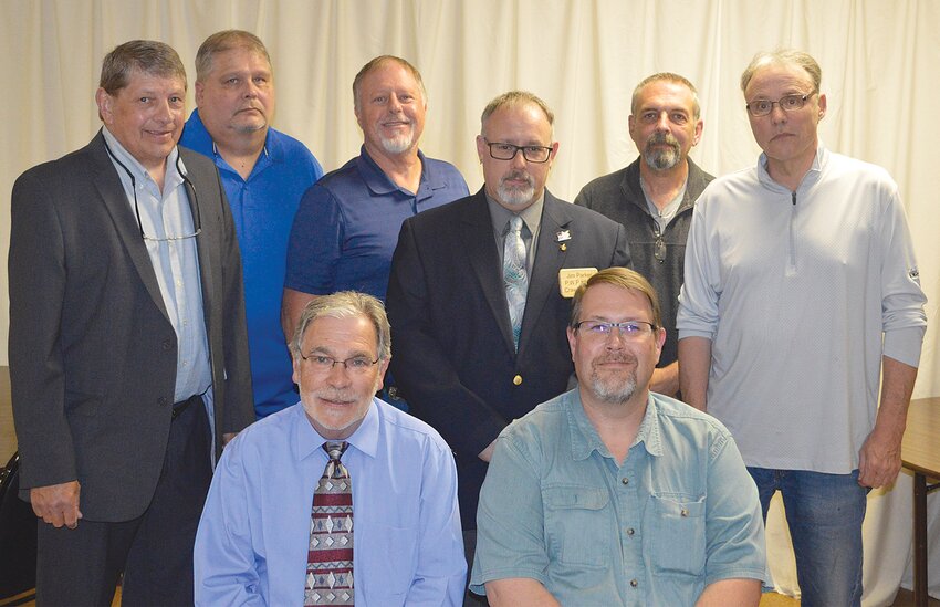 Crawfordsville Eagles Aerie &amp; Auxiliary recently installed new officers for 2024-25. Aerie officers are, from left, front row, Jr Past Worthy President Phil Thompson and Worthy President Brian Foy; middle row, Secretary Darry Grimes, Worthy Chaplain Jim Parker, Trustee Dave Lawhorn; and back row, Trustees Terry Craft, Brett Cating, Jim Shahan. Not pictured are Worthy Vice President Alan Homsher, Worthy Conductor Billy Williams and Treasurer Doug Mather.