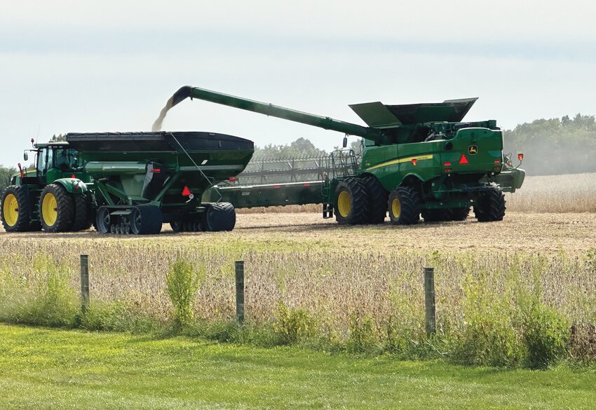 Creed Tolin, owner of Tolin Farms, made a test round earlier this week to begin this year's 2024 harvest. Farmers often do a test round to check the crop's moisture and quality and for any unforeseen equipment breakdowns. The Tolin Farm is a grain, cattle, and hay farming operation west of New Market. Creed Tolin is the grandson of the late Dan Rice. Tolin said, 