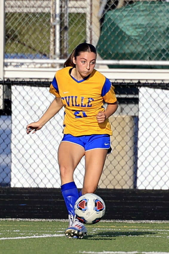 Aubrey Lowe (moves the ball Wednesday in the Athenian girls’ soccer team’s 2-1 victory over Lebanon.