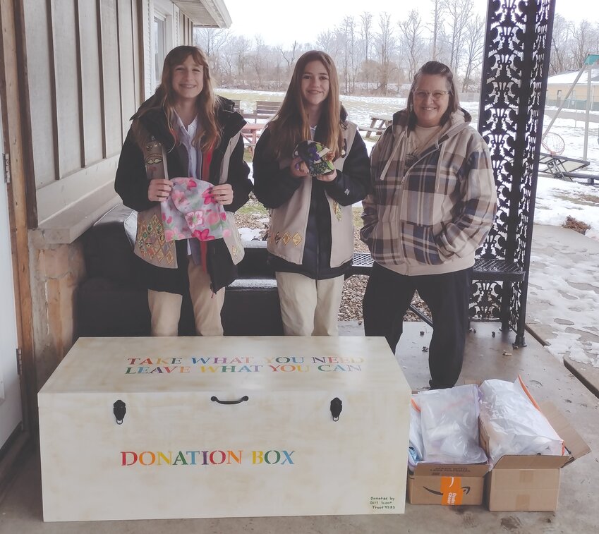 Pictured, from left, are Brooklyn Wilkins and Anna Bowers and Connie Esra who runs the Recovery Coalition.