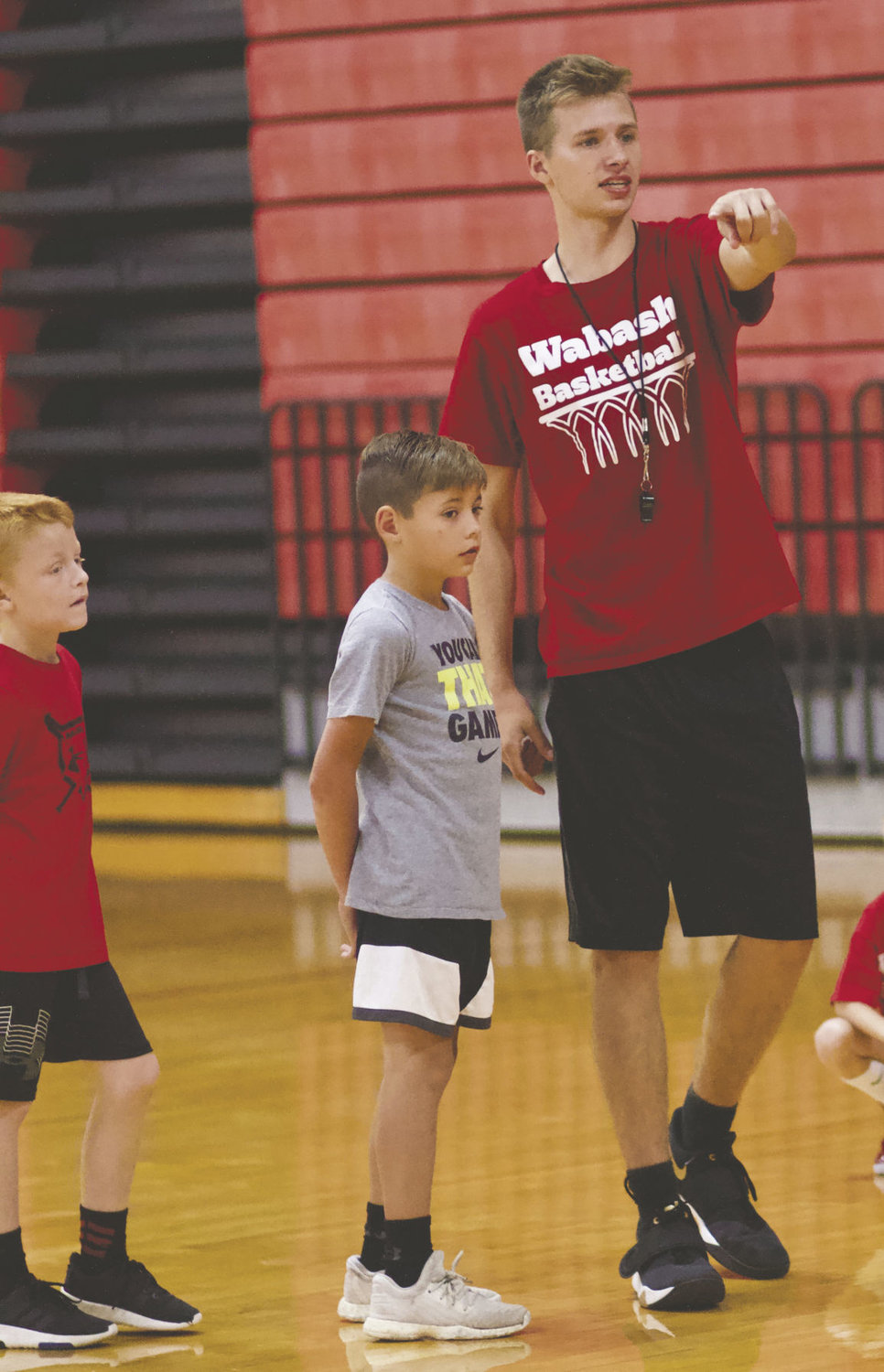 Players learn from the Wabash basketball team.