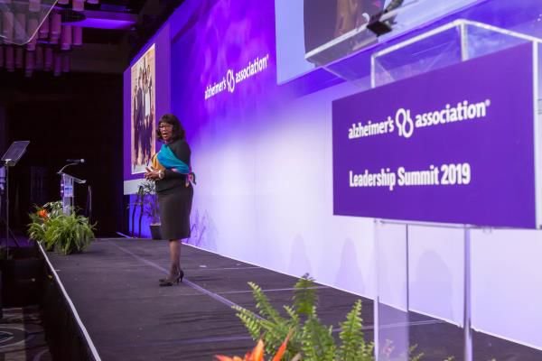 Jacqueline Patterson, speaking at an Alzheimer’s Association event.